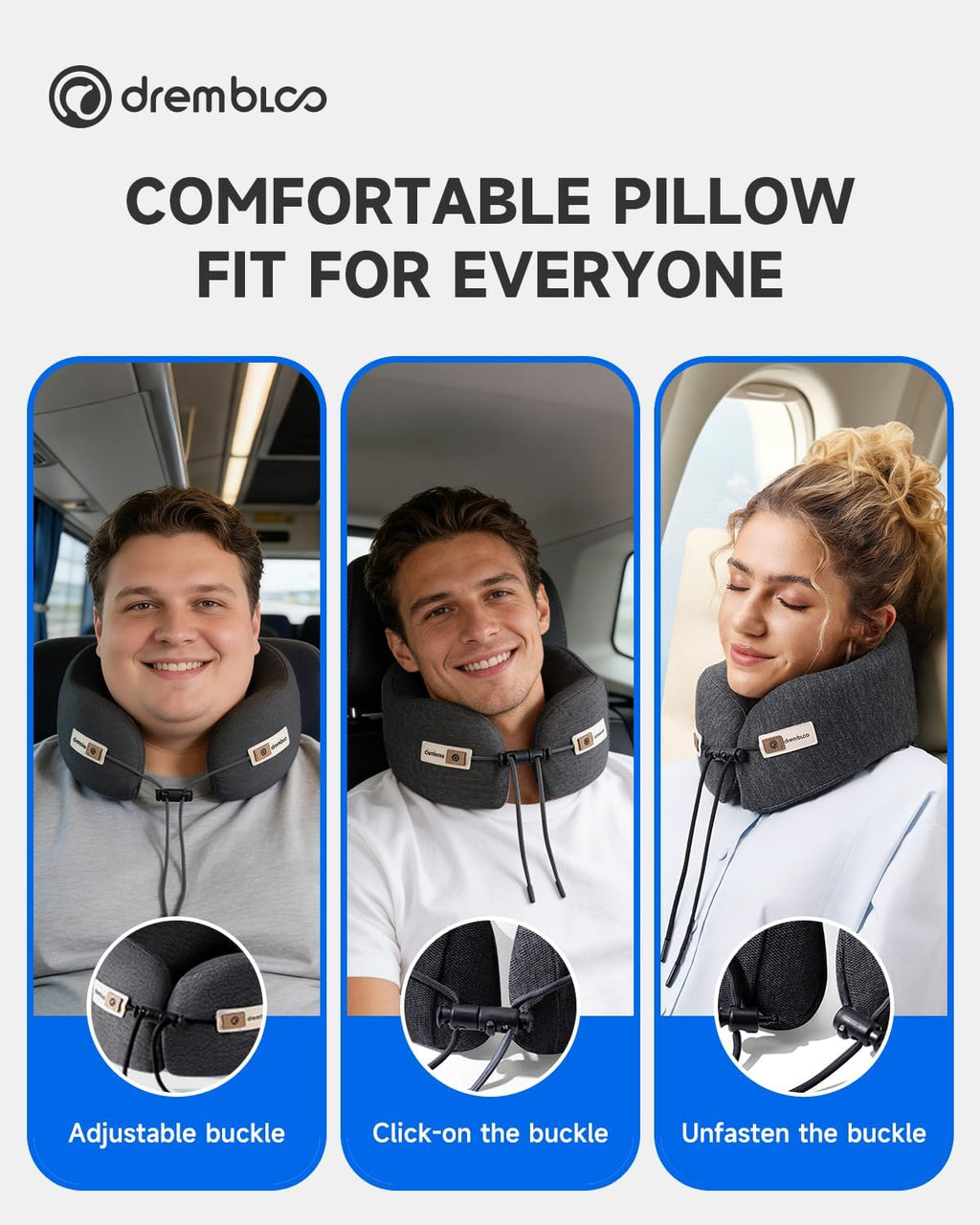 drembloo Travel Neck Pillow for Airplane, Memory Foam 360° Ergonomic Support for Sleeping on Long Flights, Compact Portable Sleep Essential…