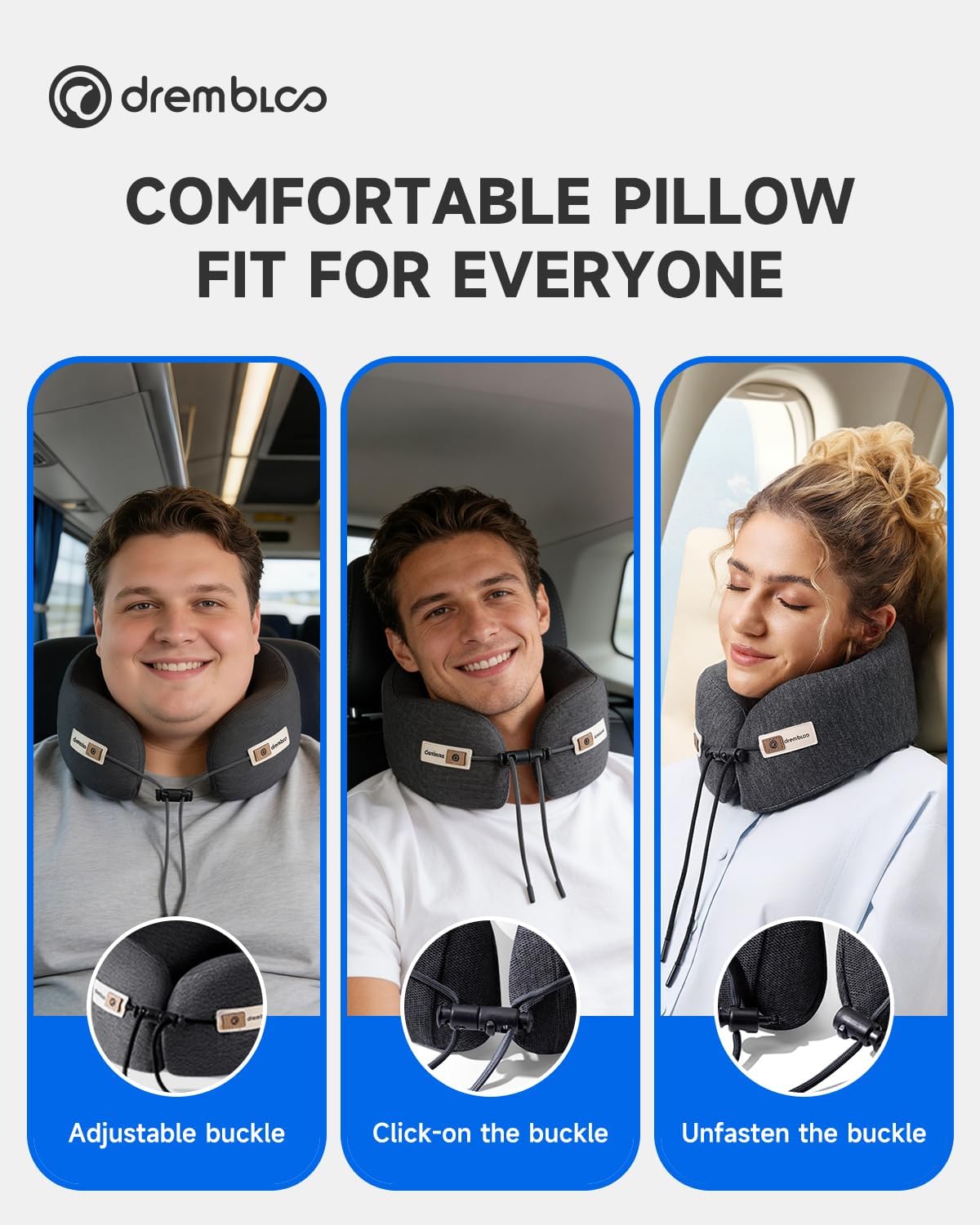 drembloo Travel Neck Pillow for Airplane, Memory Foam 360° Ergonomic Support for Sleeping on Long Flights, Compact Portable Sleep Essential…