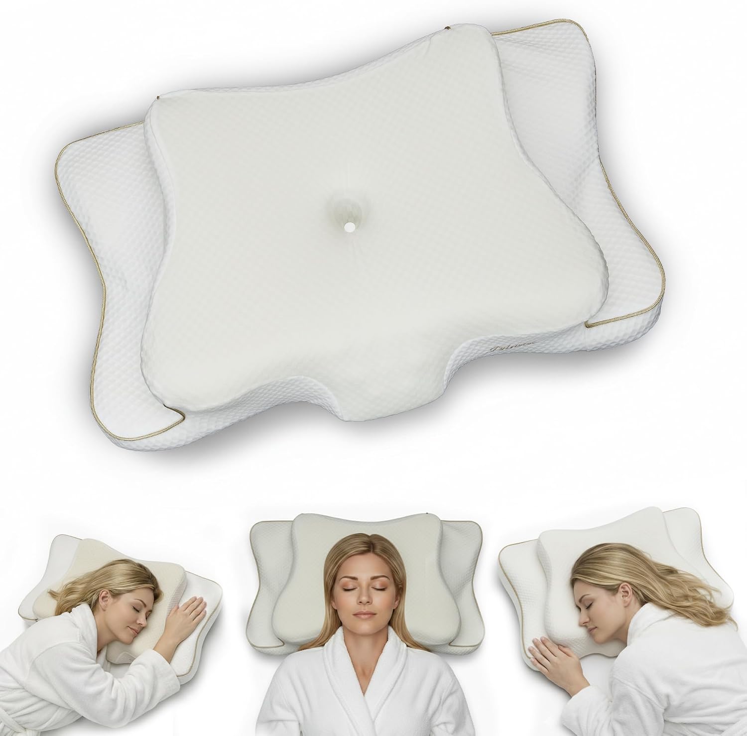 piluxx Ergonomic Cervical Neck Pillow for Sleeping – Cooling Memory Foam Cervical Pillow for Side Sleepers and Back Sleepers – Conto…