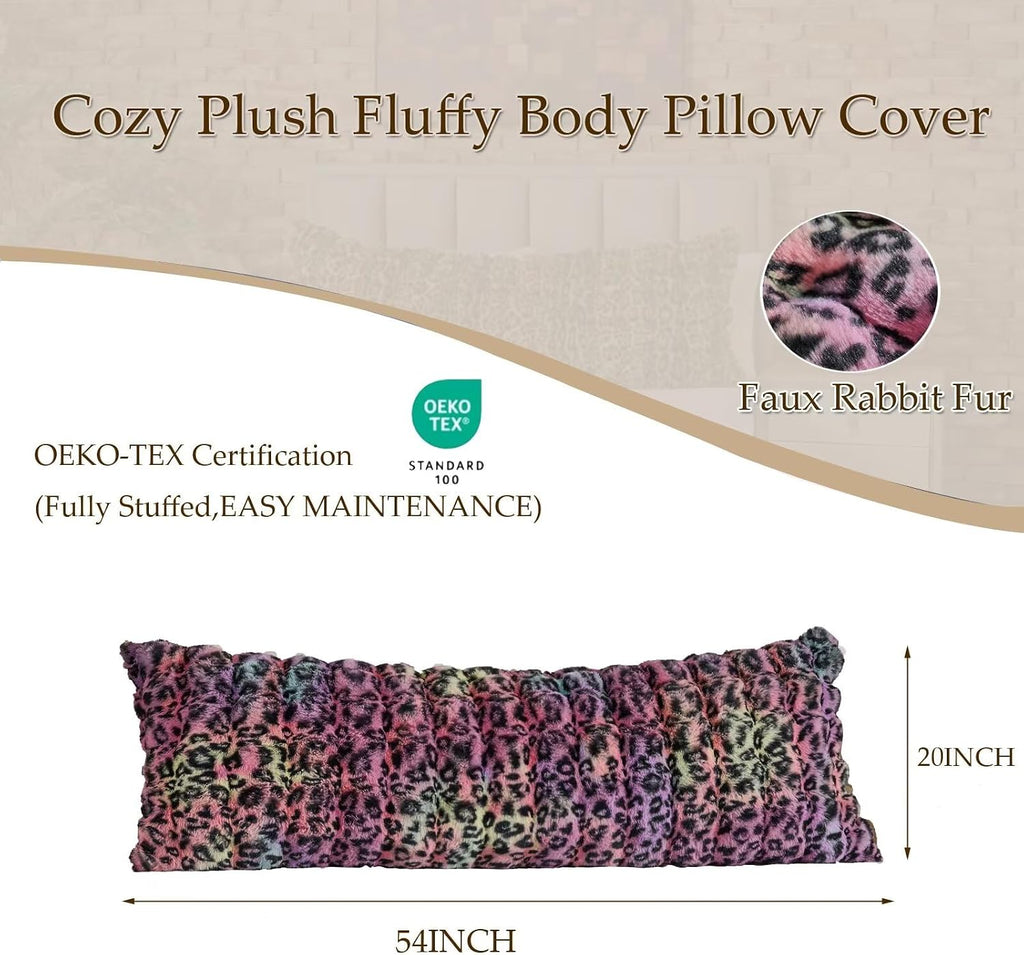 Fluffy Leopard Print Body Pillow Cover, Luxury Bubble Cheetah Print Plush Fuzzy Faux Fur Body Pillowcase with Zipper, Plush Long Pillow…