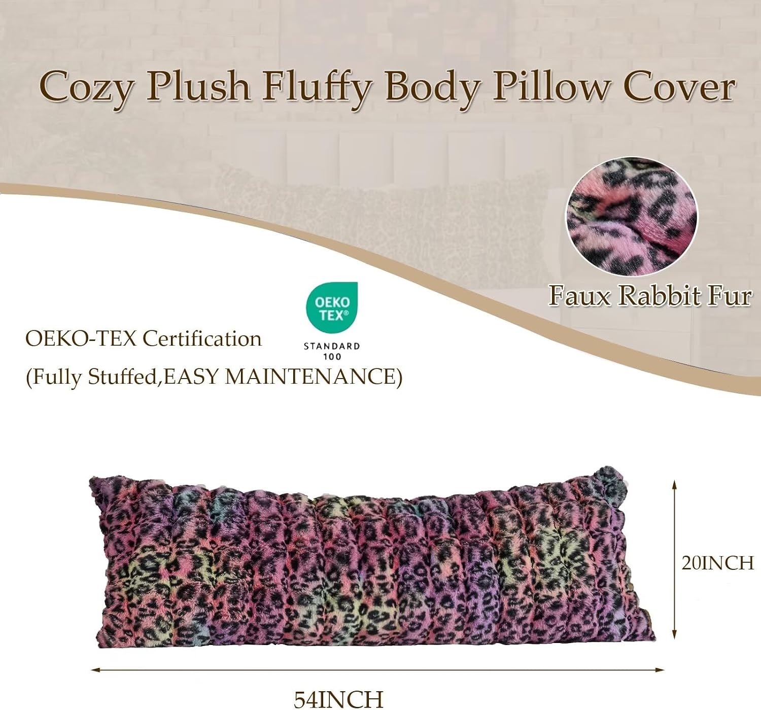 Fluffy Leopard Print Body Pillow Cover, Luxury Bubble Cheetah Print Plush Fuzzy Faux Fur Body Pillowcase with Zipper, Plush Long Pillow…