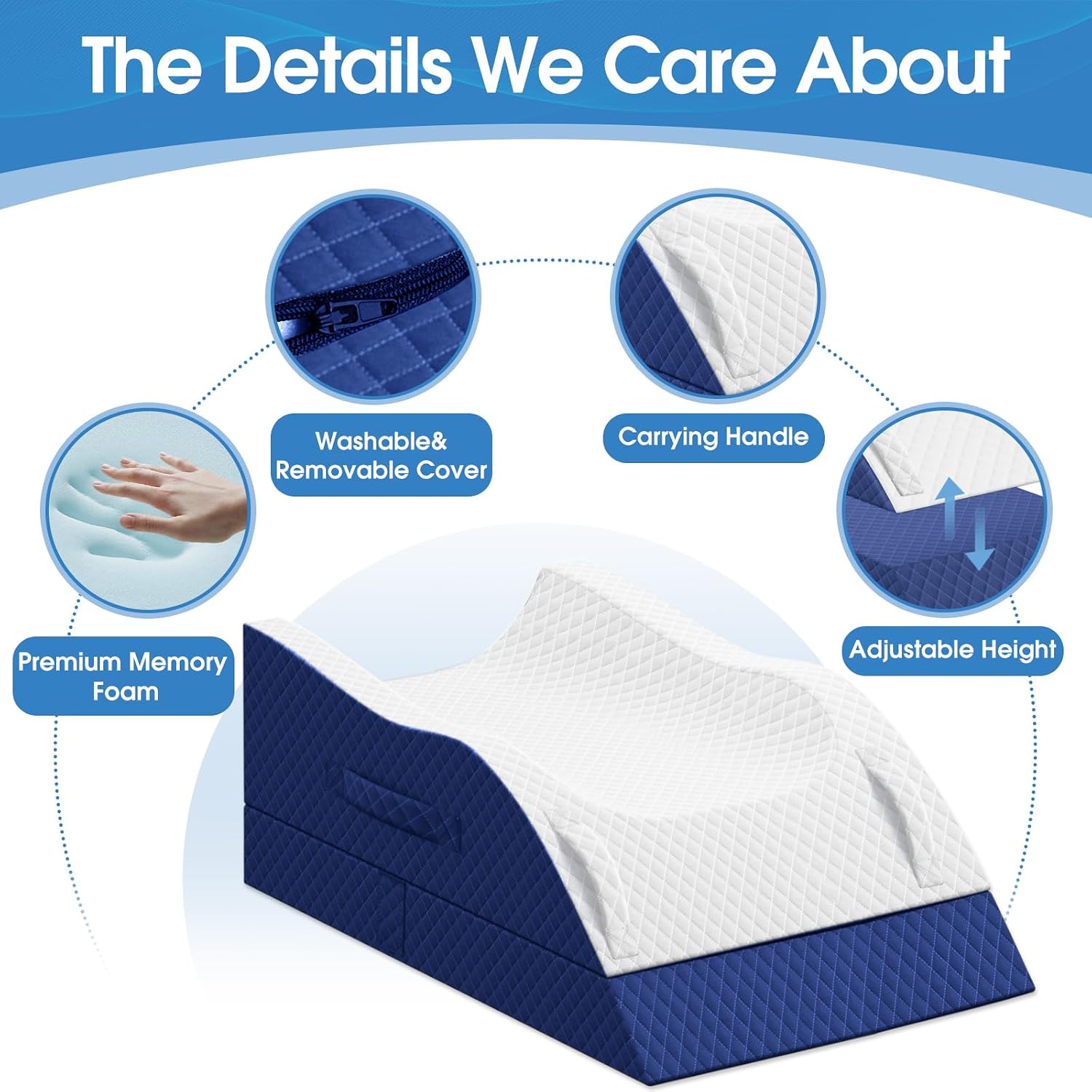 TranquilRelax TranquilRelax Elevation Pillows for Leg After Surgery, Memory Foam Adjustable Wedge Pillow for Injury or Rest, Ankle P…