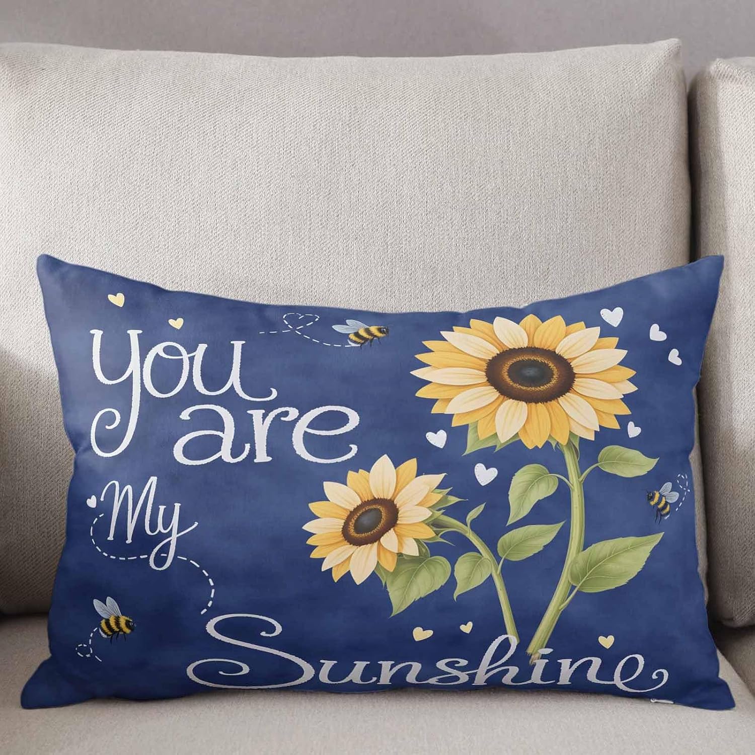 Rgaienmelw You Are My Sunshine Throw Pillow Covers King Size 20x36 Inches, Rectangle Decorative Pillowcase with Zipper, Yellow Sunflow…