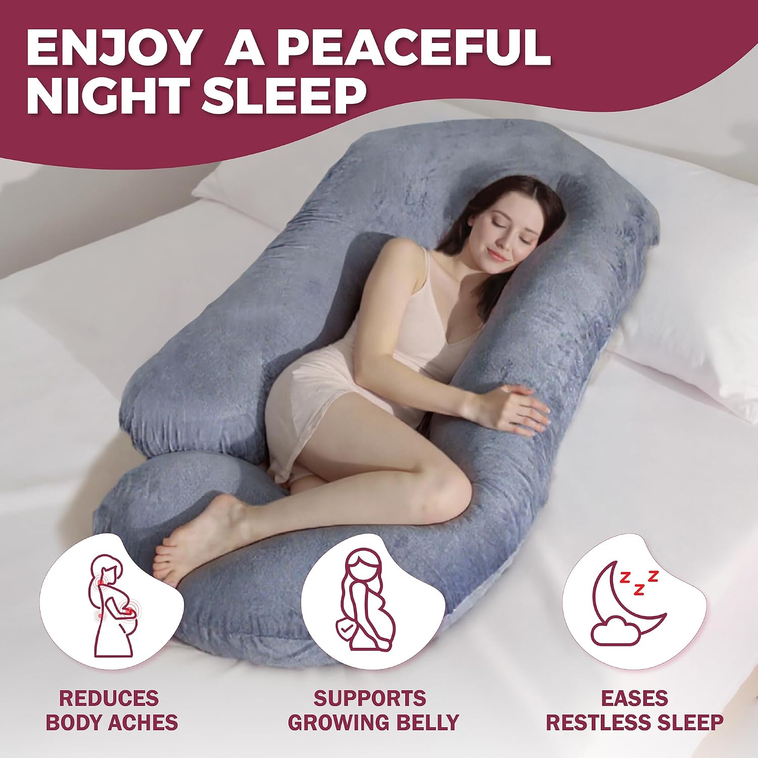 Pillani Pregnancy Pillows for Sleeping – 57-Inch Maternity Pillow for Pregnant Women with Removable Washable Cover – Support for Back, Bell…