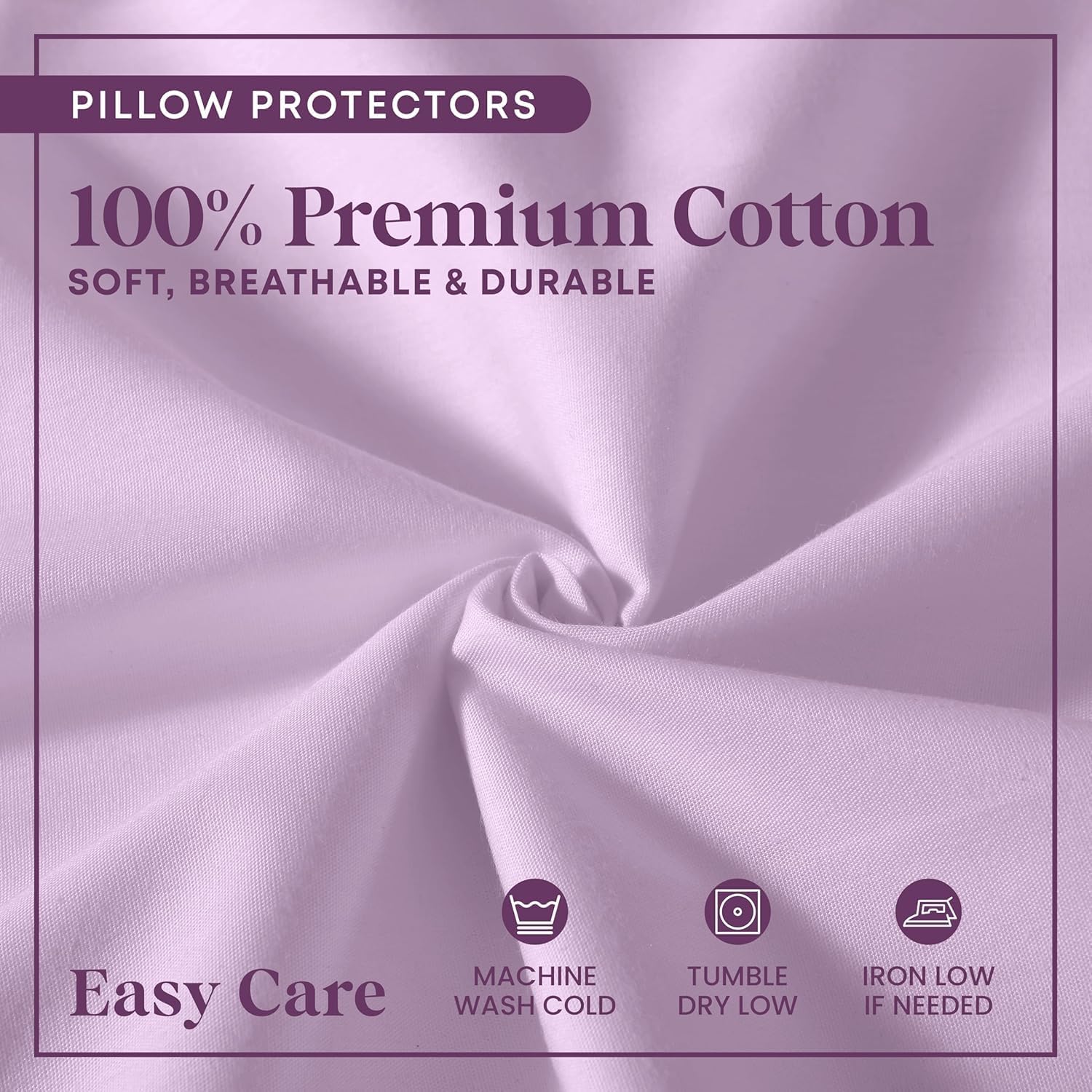 CirclesHome Wedge Pillow Cover 100% Cotton, Zippered Wedge Pillow Case Protector, Soft, Hypoallergenic & Breathable -Lavender, (24Wx25Lx12)…