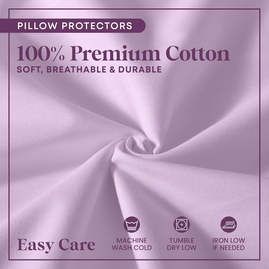 CirclesHome Wedge Pillow Cover 100% Cotton, Zippered Wedge Pillow Case Protector, Soft, Hypoallergenic & Breathable - Lavender, (25Wx26Lx10…