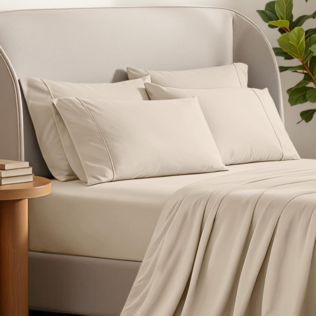 BareHome Bare Home Microfiber Bulk Pillow Cases - Standard/Queen Size Set of 4 - Cooling Pillowcases - Double Brushed - Sand Pillowcases 4…
