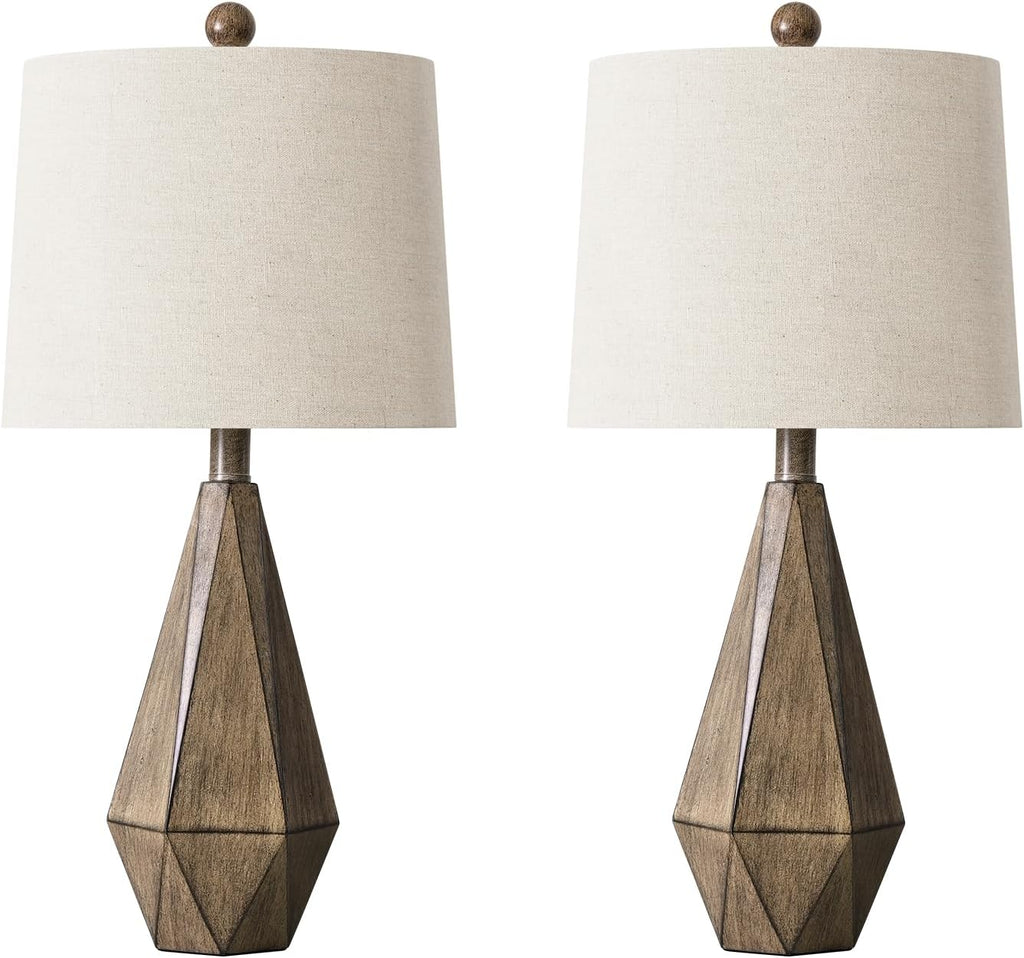 PoKat 23'' Farmhouse Table Lamps Set of 2, Brown Rustic Lamps for Living Room Bedroom Night Stands, Bedside Nightstands Living Room Table…