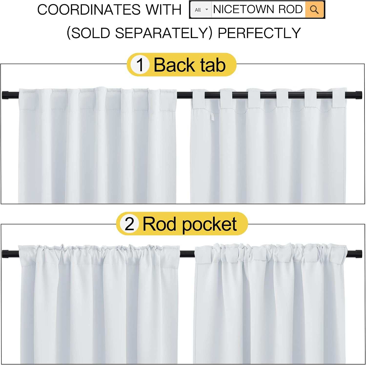 NICETOWN Bunk Bed Insulated Room Darkening Curtains - (Cloud Grey Color) W42 x L50, 2 Pieces, Modern Design Thermal Privacy Protection…