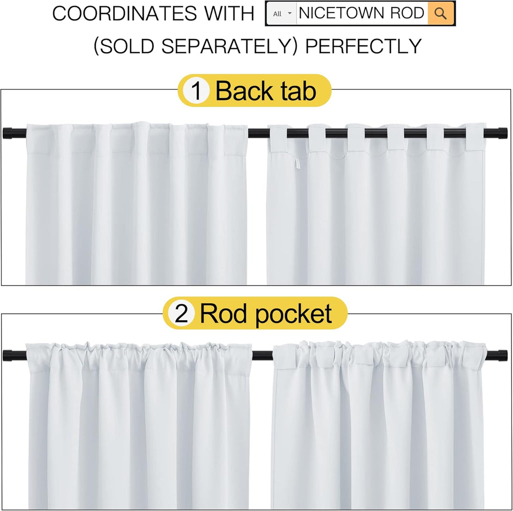 Nicetown Living Room Darkening Curtain Drapes - (Cloud Grey Color) W62 x L72, Set of 2, Room Darkening Window Treatment Drapery Panels for…