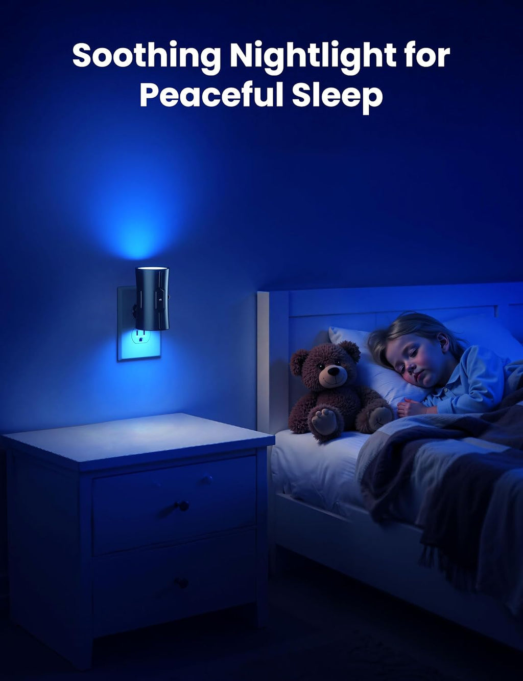 Sujeet LED Night Lights Plug into wall, Bright Night Light, Dusk to Dawn Sensor, Blue Night Light, 0-100LM Adjustable Brightness, Dimmable…