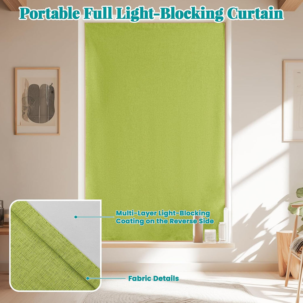 100% Blackout Curtains for Bedroom Stick On Curtains Window Shades Pull Down Blackout Window Cover No Drillng Self Adhesive Curtains No…