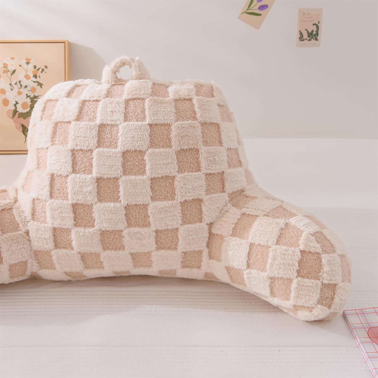 Aimuan Reading Pillow Checkered Bed Rest Wedge Backrest Checkerboard Pillow with Arms Back Support for Sitting Up in Bed Cushion Incline…