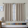 Simplebrand Ava Stone Short Blackout Curtains for Bedroom 45 Inches Long 2 Panels Set, Solid Thermal Insulated, Energy Saving Window Treatm…