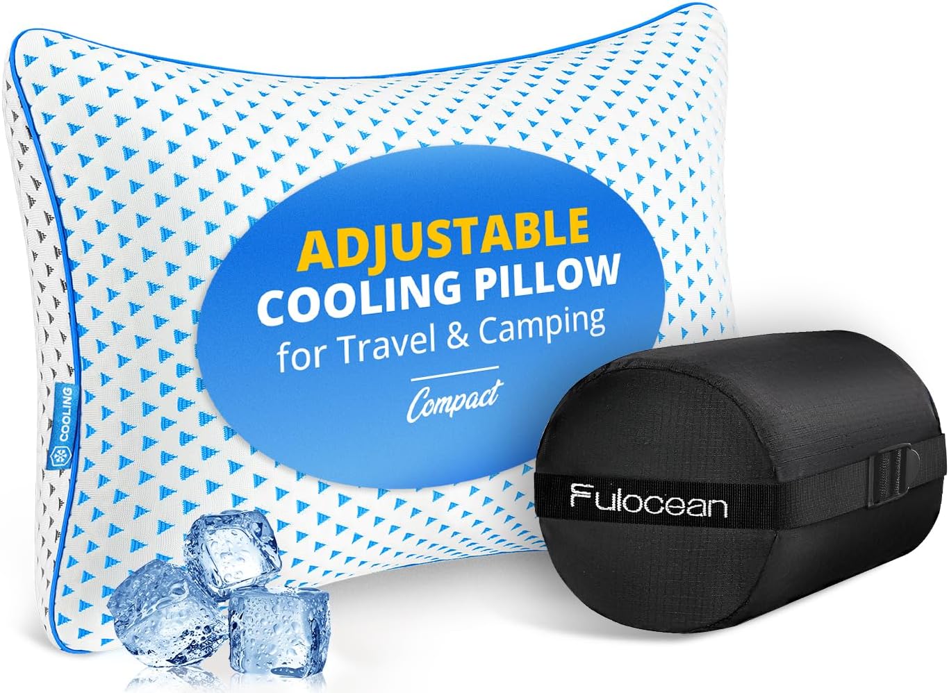 Fulocean Small Cooling Memory Foam Pillow for Travel & Camping, Compressible Original Adjustable Pillow for Medium Firm Neck Knee Lumbar Su…