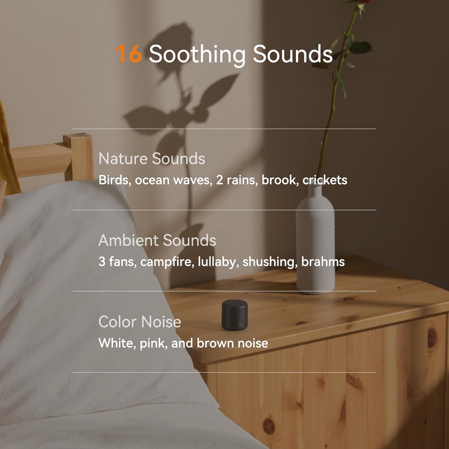 Dreamegg Travel Sound Machine - Portable Sound Machine for Baby Adults, Travel Sound Machine for Sleep, 16 Nature Sound, Timer, White…