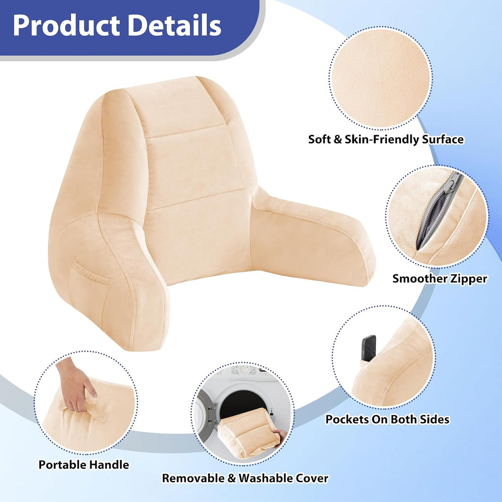 IASEAHK Reading Pillows for Sitting in Bed Adult, Back Pillow for Bed Sitting Up, Backrest Pillows with Shredded Foam for Adult&Teens…