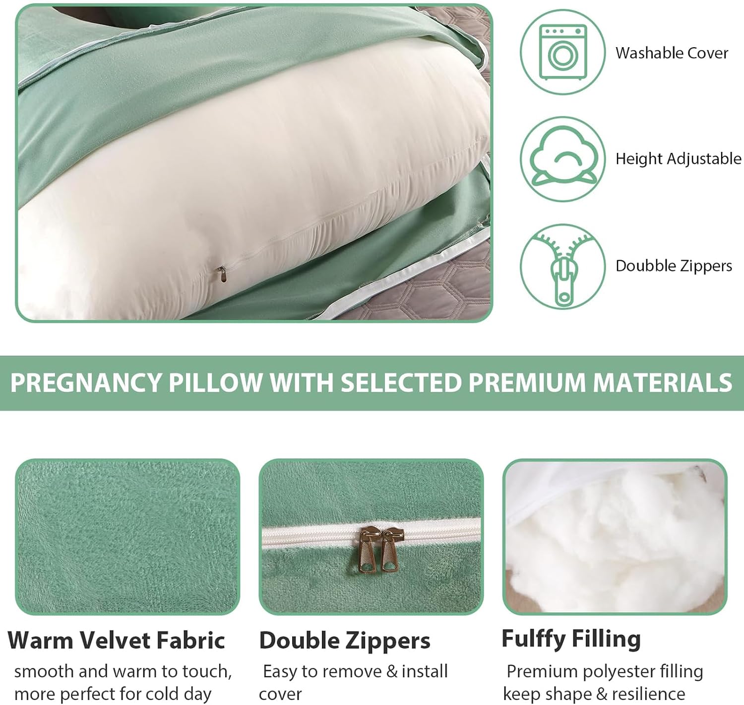 BATTOP Pregnancy Pillows for Sleeping, Full Body Maternity Pillow, Support for Back, HIPS, Legs, Belly for Pregnant Women, Pregnancy Pillow…