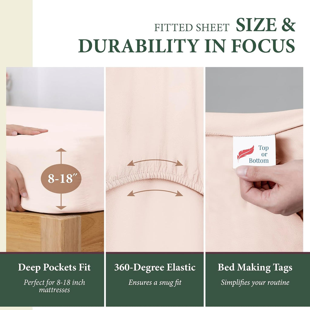 AshtonSheets 100% Organic Cotton Sheets King Size - Organic Cotton King Size Percale Weave Sheet Set (4 PC, Blush), Soft, Cooling, Crisp &…
