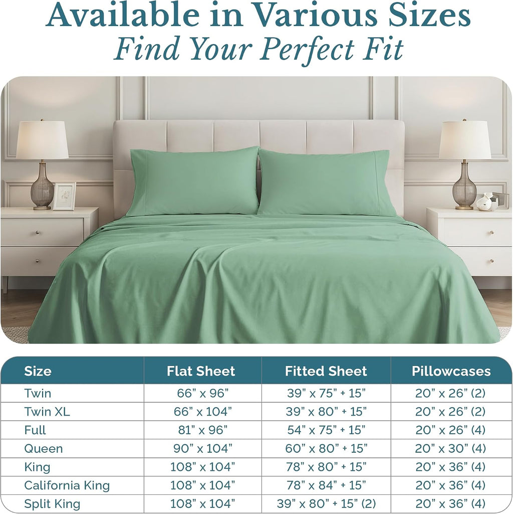 Casa Platino Twin Size Sheets Set, 4 Piece 100% Cotton Bed Set with 500 Thread Count Silky Sateen Finish, Ideal for Everyday Use, 15 Inch…