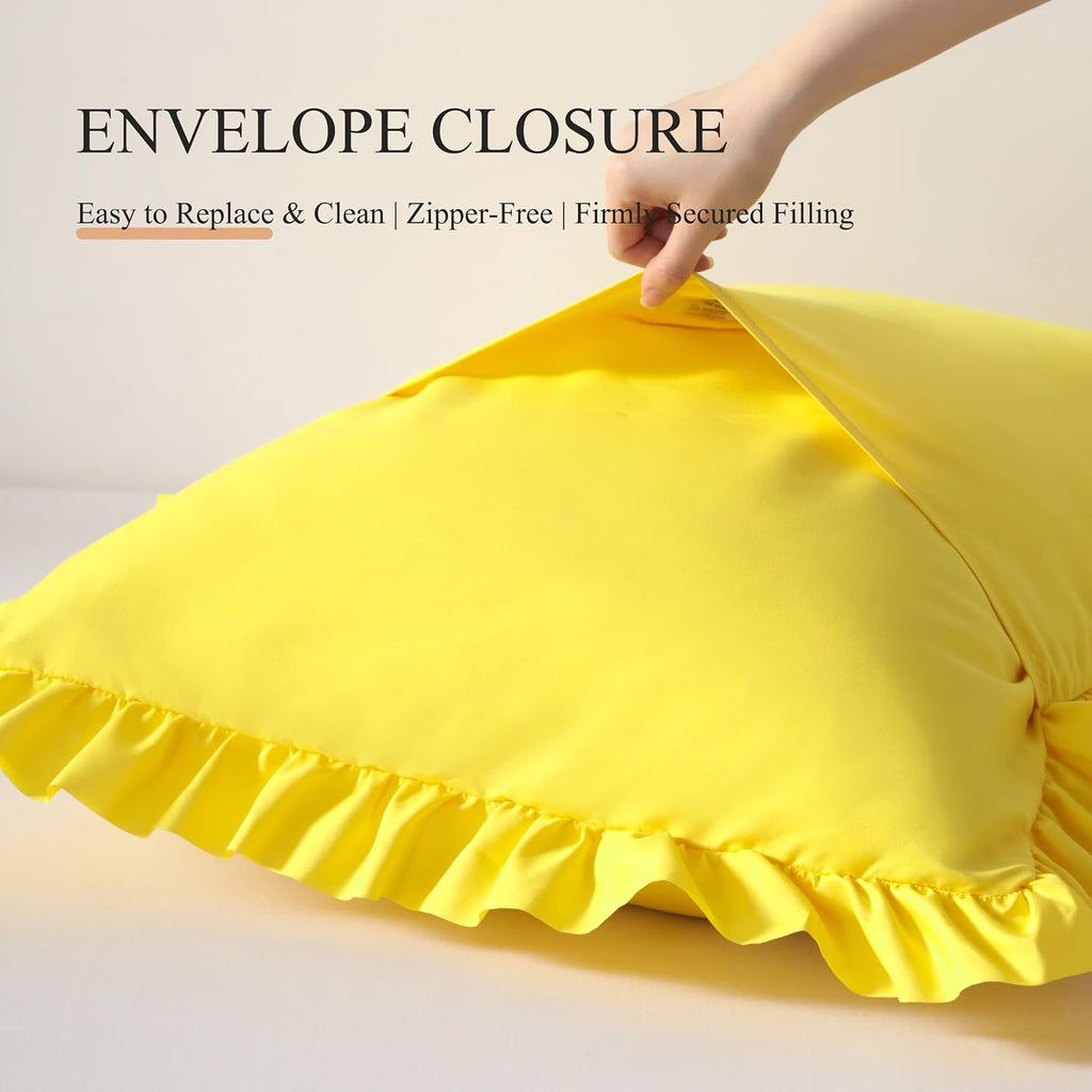 Aerlomi Ruffled Pillowcases, Standard Pillow Shams 20x26 Set of 2, Brushed Microfiber with Envelope Closure, Soft Wrinkle-Resistant,…