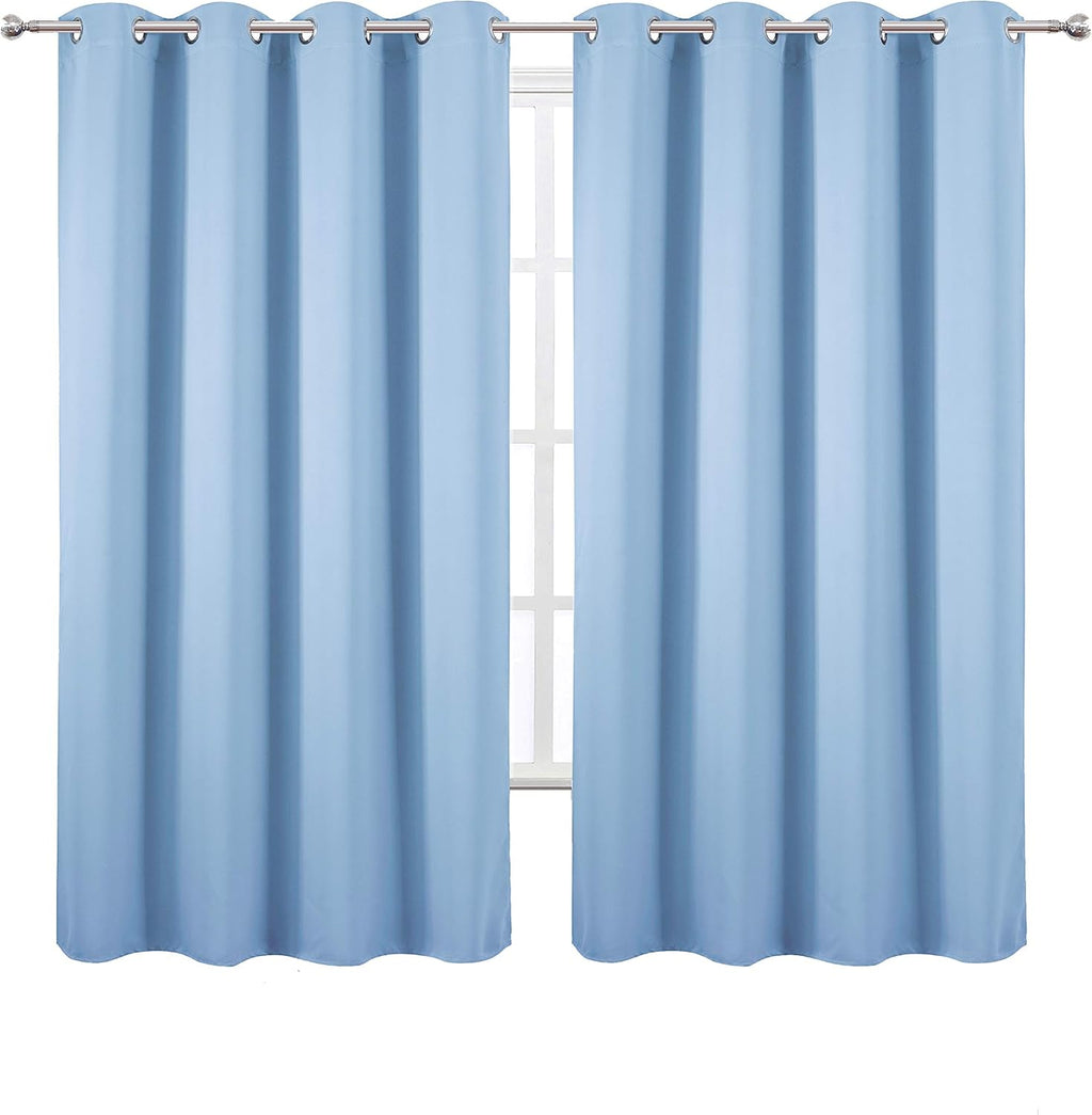 Lemomo Sky Blue Thermal Blackout Curtains/52 x 63 Inch/Set of 2 Panels Room Darkening Curtains 63 Inch Blue