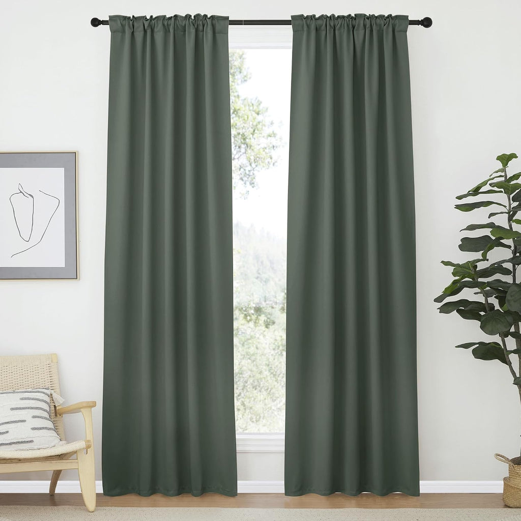 Nicetown Living Room Darkening Curtains - (Dark Mallard Color) W42 x L70, Set of 2, Home Decor Room Darkening Thermal Insulated Drapery Pan…
