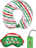 Bioworld The Grinch Merry Grinchmas 3-Piece Memory Foam Neck Pillow Eye Mask & Luggage Tag Set