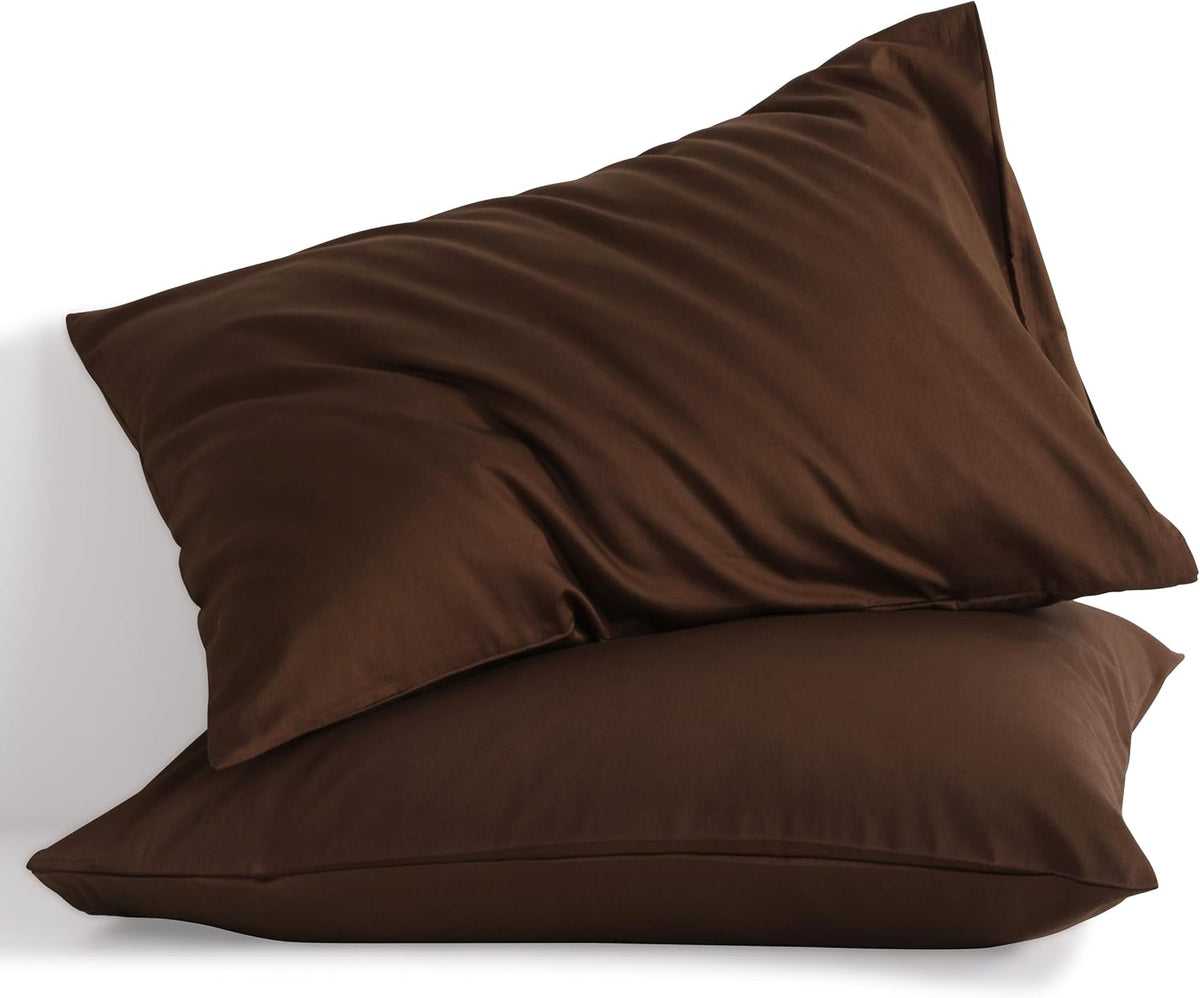 Ntbay King Cotton Pillowcases - Envelope Closure 20x36 Pillowcases Set of 2, Breathable and Soft Bed Pillow Cases, Brown Cotton