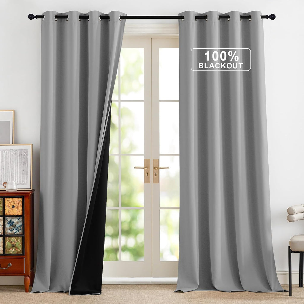NICETOWN Sliding Door Curtains 96 inches Long for Living Room - Grommet Privacy 100% Blackout Drapery Thermal Insulated Curtains for…