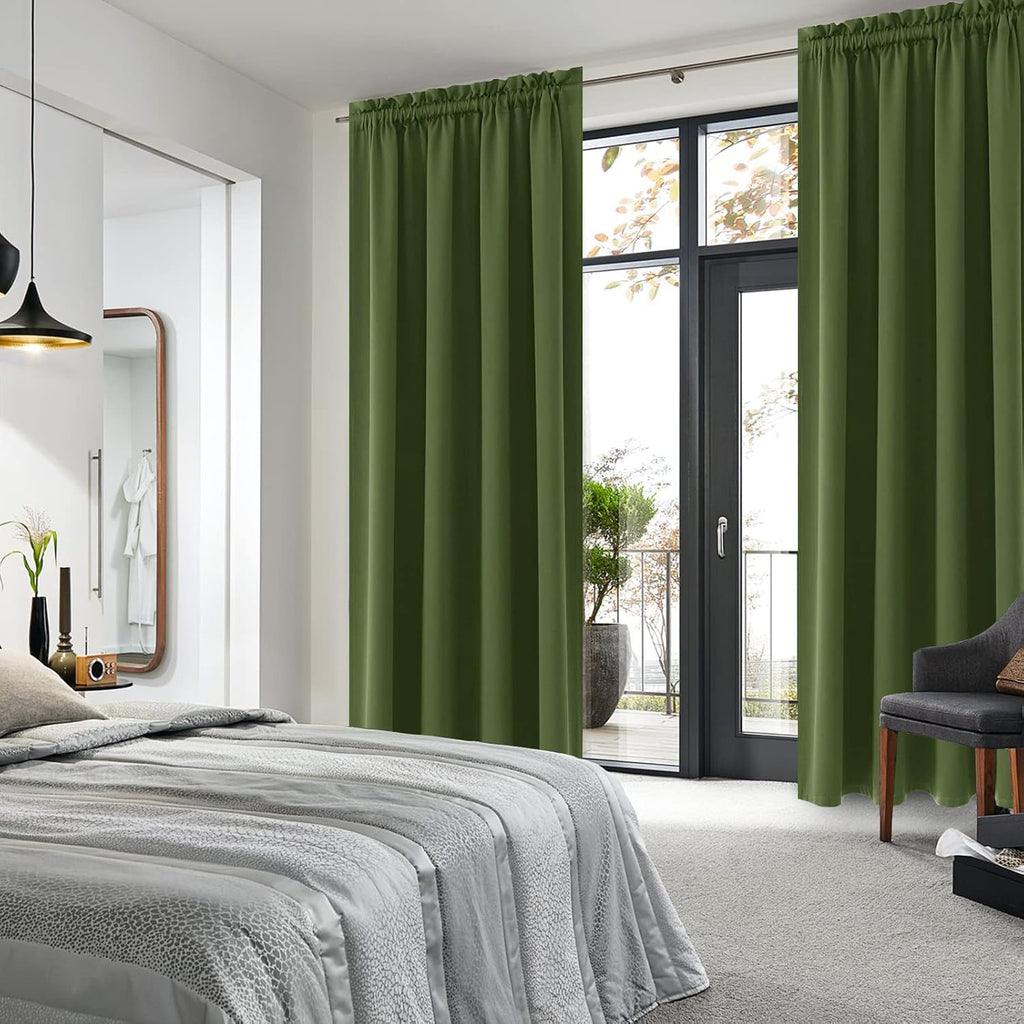 Dwcn Blackout Curtains Room Darkening Thermal Insulated Bedroom Curtains Window Curtain Panels, 52 x 84 inches Long, Set of 2 Olive Green R…