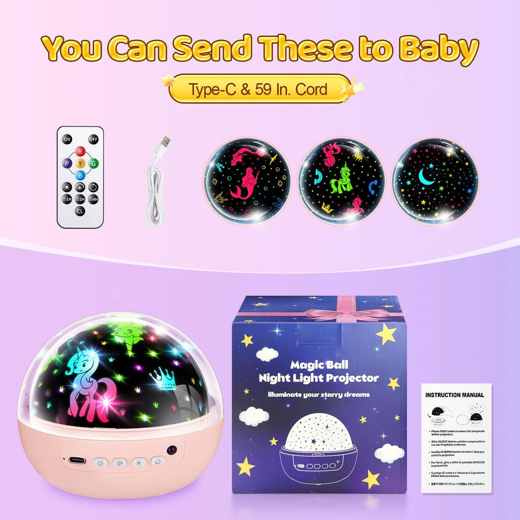 COOLNIGHT Unicorn Night Light Star Projector for Kids, 3 Films+93 Colors Kids Projector Night Light,360° Rotating All Night…