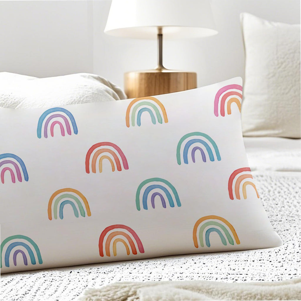 Boho Pastel Rainbow 20x54 Body Pillow Cover, Girl Nursery Decor, Boho Watercolor Rainbow Decorative Long Body Pillow Cases for Kids Girls…
