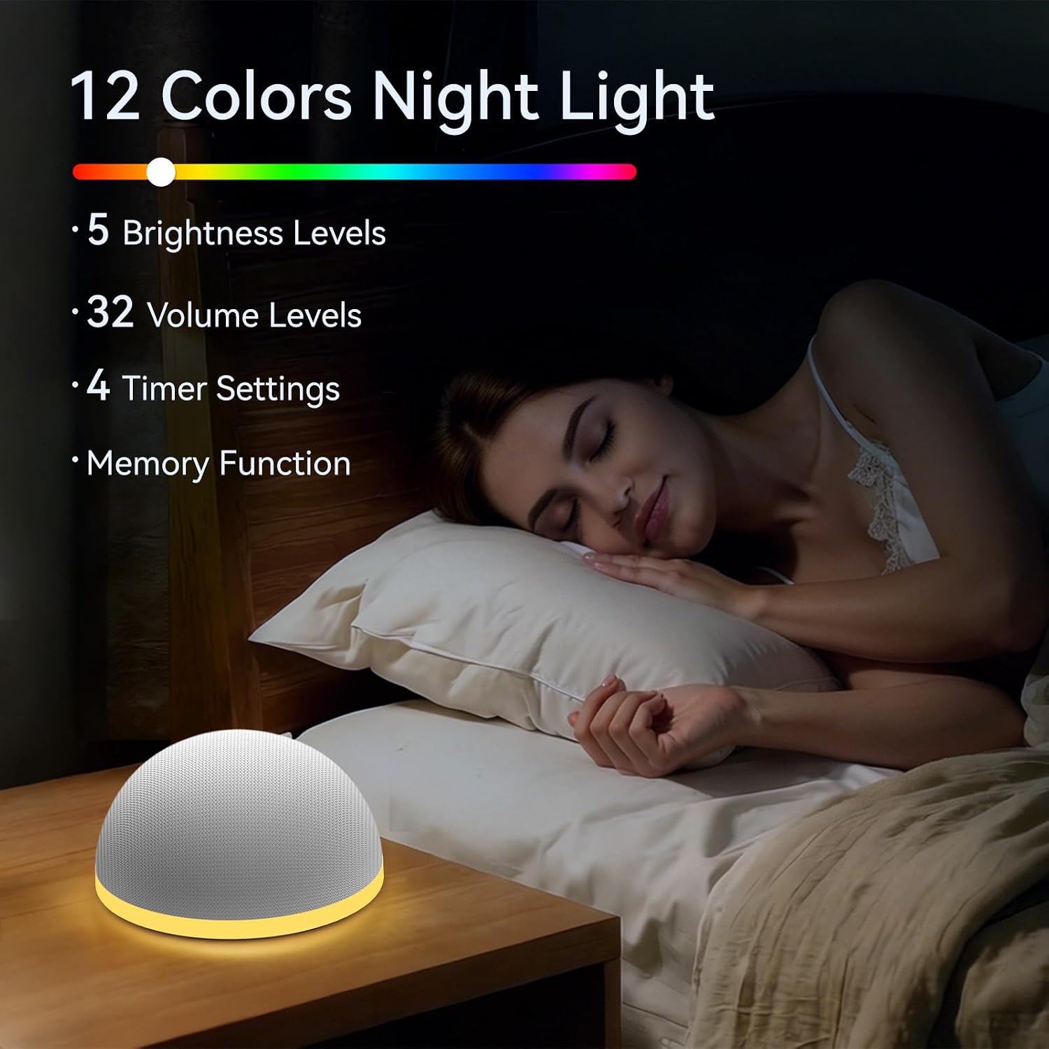iDealSleep Mini Portable Sound Machine Night Light White Noise Machine Battery Portable Brown Noise Machine 30 Soothing Sounds for Baby Kid…