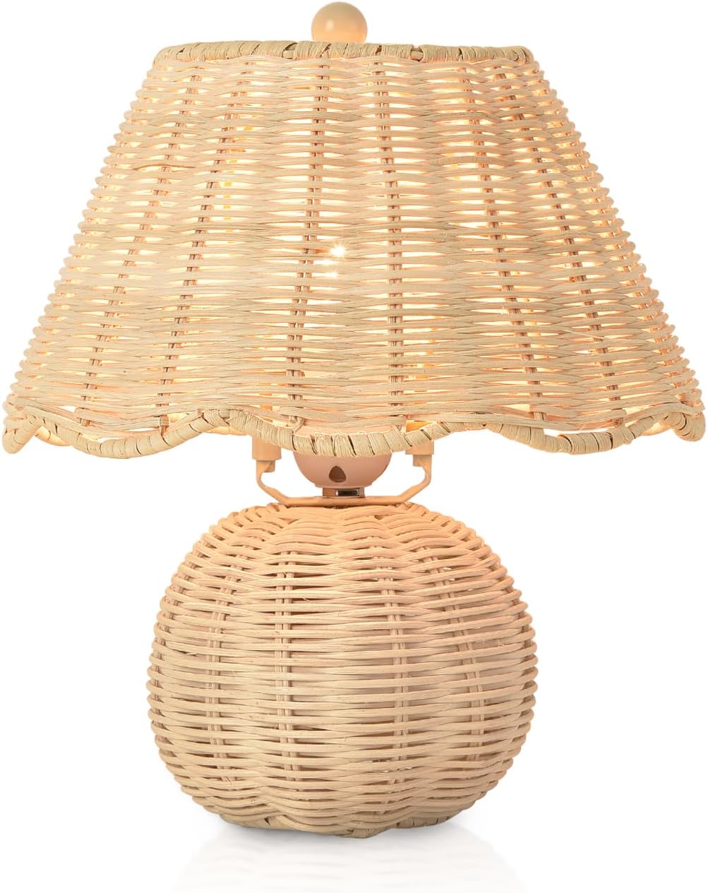 Rattan Small Bedside Mini Table Lamp for Bedroom, Boho Bedroom Lamps for Nightstand, Farmhouse Mini Table Lamps for Small Spaces with…