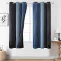 Estelartextiler Estelar Textiler Navy Blue and Black Ombre Blackout Curtains 63 Inches Long, Full Room Darkening Grommet Curtains for Bedro…