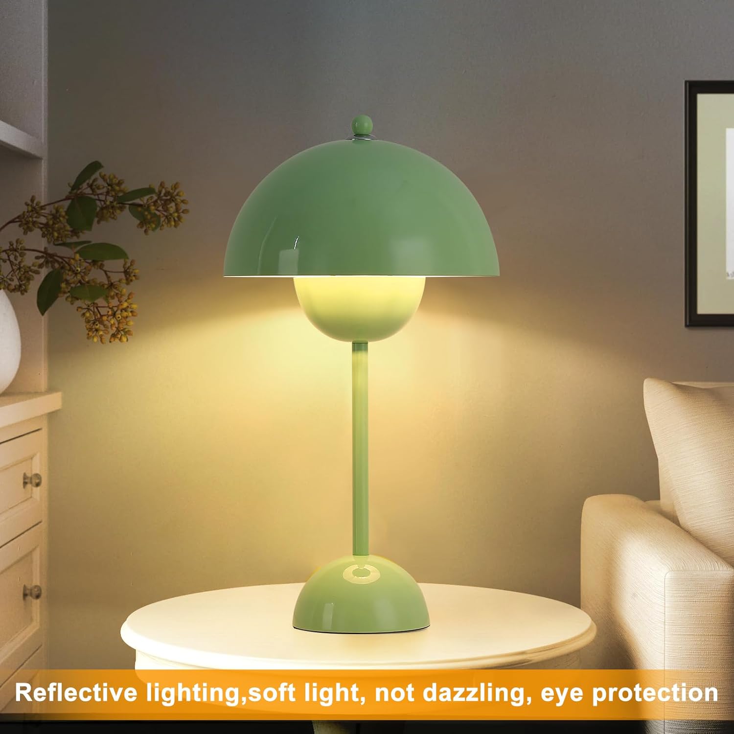COSYLUX Modern Small Table Lamp for Bedroom, Cute Dome Shade Reflecting Light Reading Lamp for Living Room, Kid's Room, Study, Office…