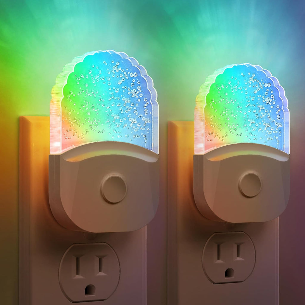 Briignite Night Lights Plug Into Wall, Color Changing Night Light for Kids, RGB LED Night Lamp 2 Pack, Nightlights Plug in with Dusk to…
