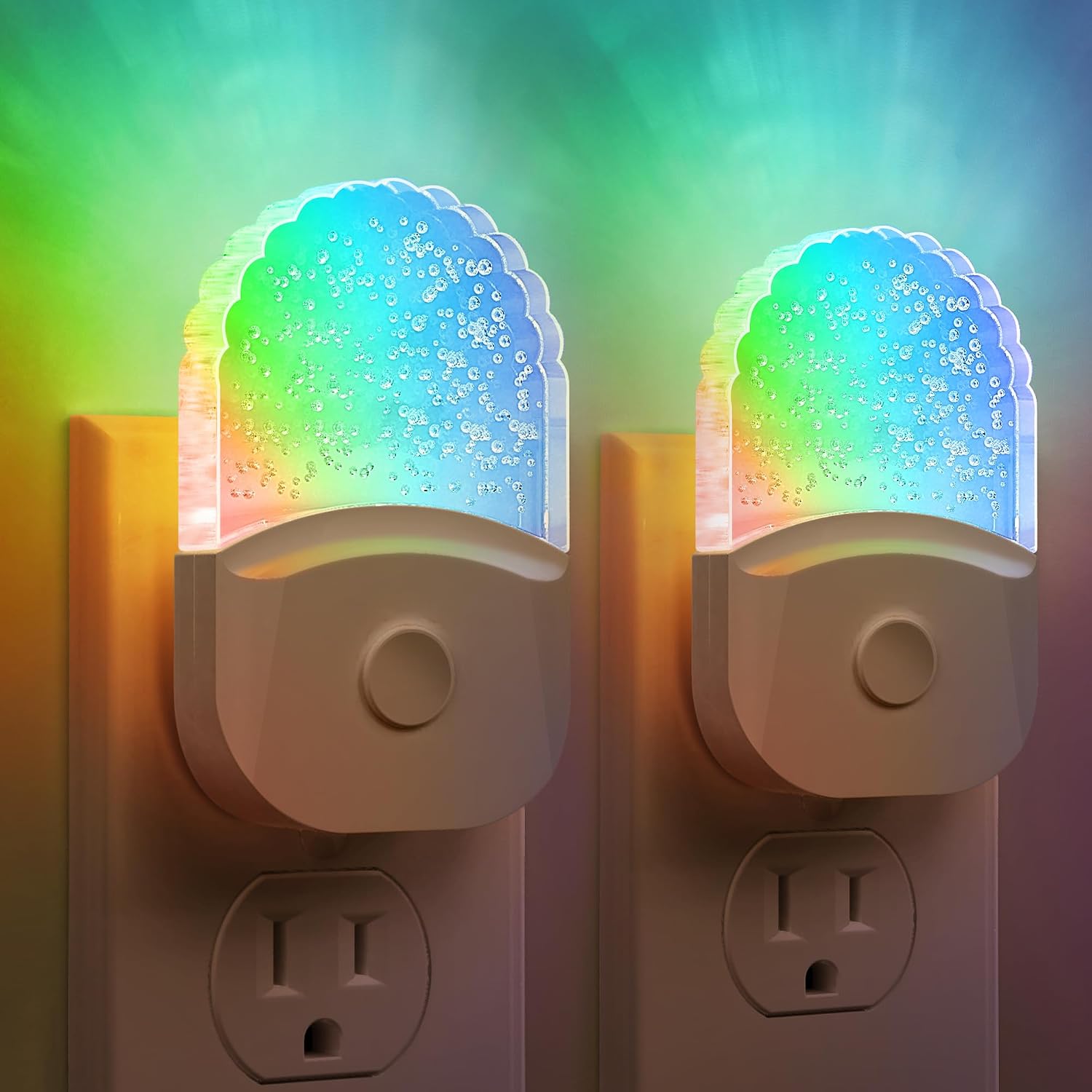 Briignite Night Lights Plug Into Wall, Color Changing Night Light for Kids, RGB LED Night Lamp 2 Pack, Nightlights Plug in with Dusk to…