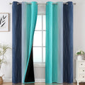 Estelartextiler Estelar Textiler Navy Blue and Teal Ombre Blackout Curtains for Bedroom, Thermal Insulated Gradient Blackout Drapes, Full R…