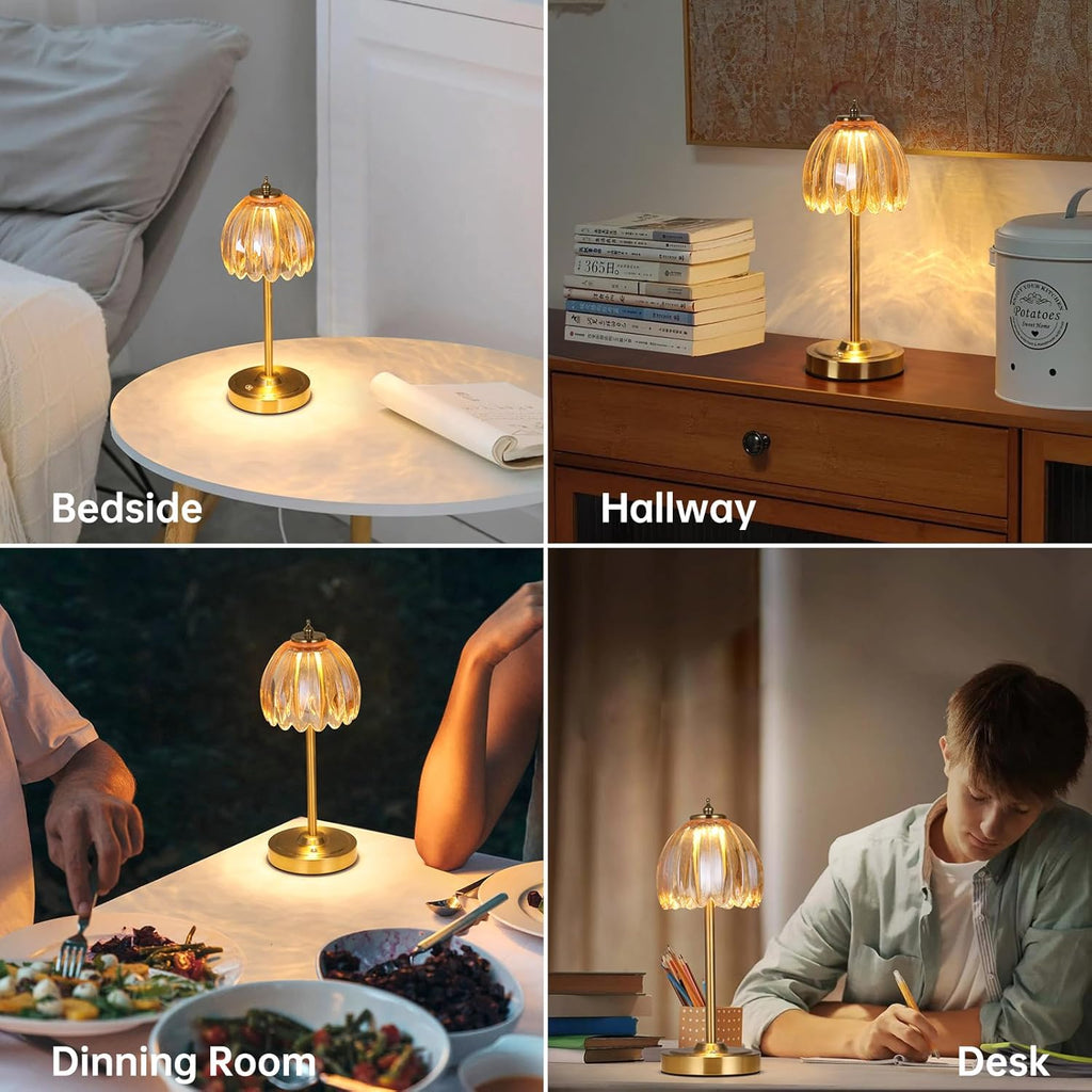 Shenmoyl Tulip Table Lamp with 5000mAh Battery & Touch Control, Cordless Table Lamp with 3 Colors, Dimmable Rechargeable Table Lamps for…