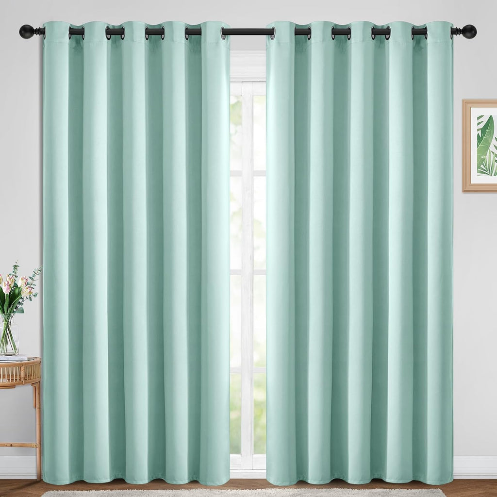 Yakamok Blackout Curtains Room Darkening Thermal Insulated Window Panels, Solid Grommet Top Drapes for Bedroom/Living Room(70Wx84L, Aqua…