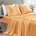 Golal Satin Sheets King Size - 4 Pieces Luxury Silky Soft Bed Sheets, Wrinkle-Free Gold Satin Silk Sheet Set with 1 Deep Pocket Fitted Shee…