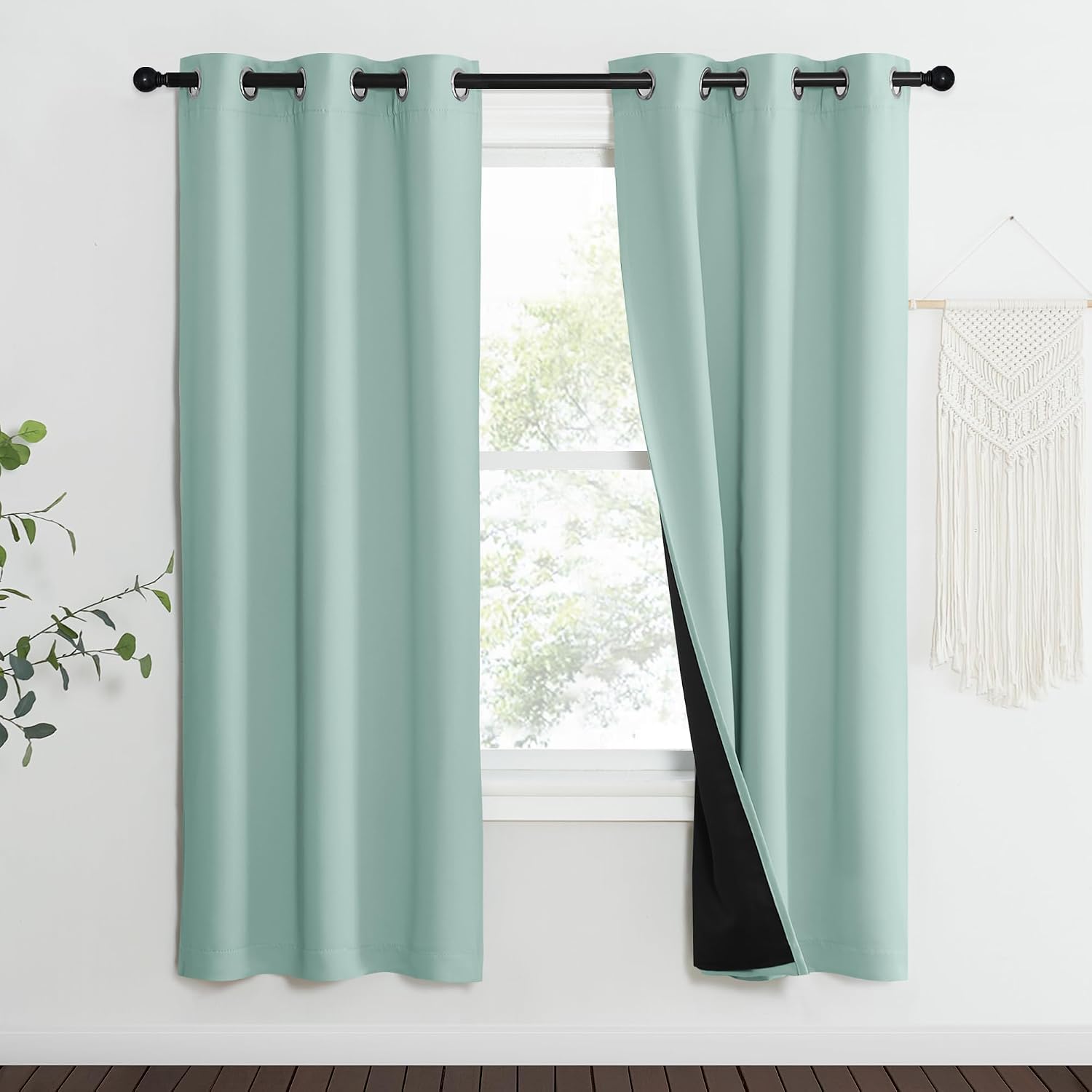 Nicetown Aqua Blue 100% Blackout Curtain Set, Thermal Insulated & Energy Efficiency Window Draperies for Guest Room, Full Shading Panels fo…