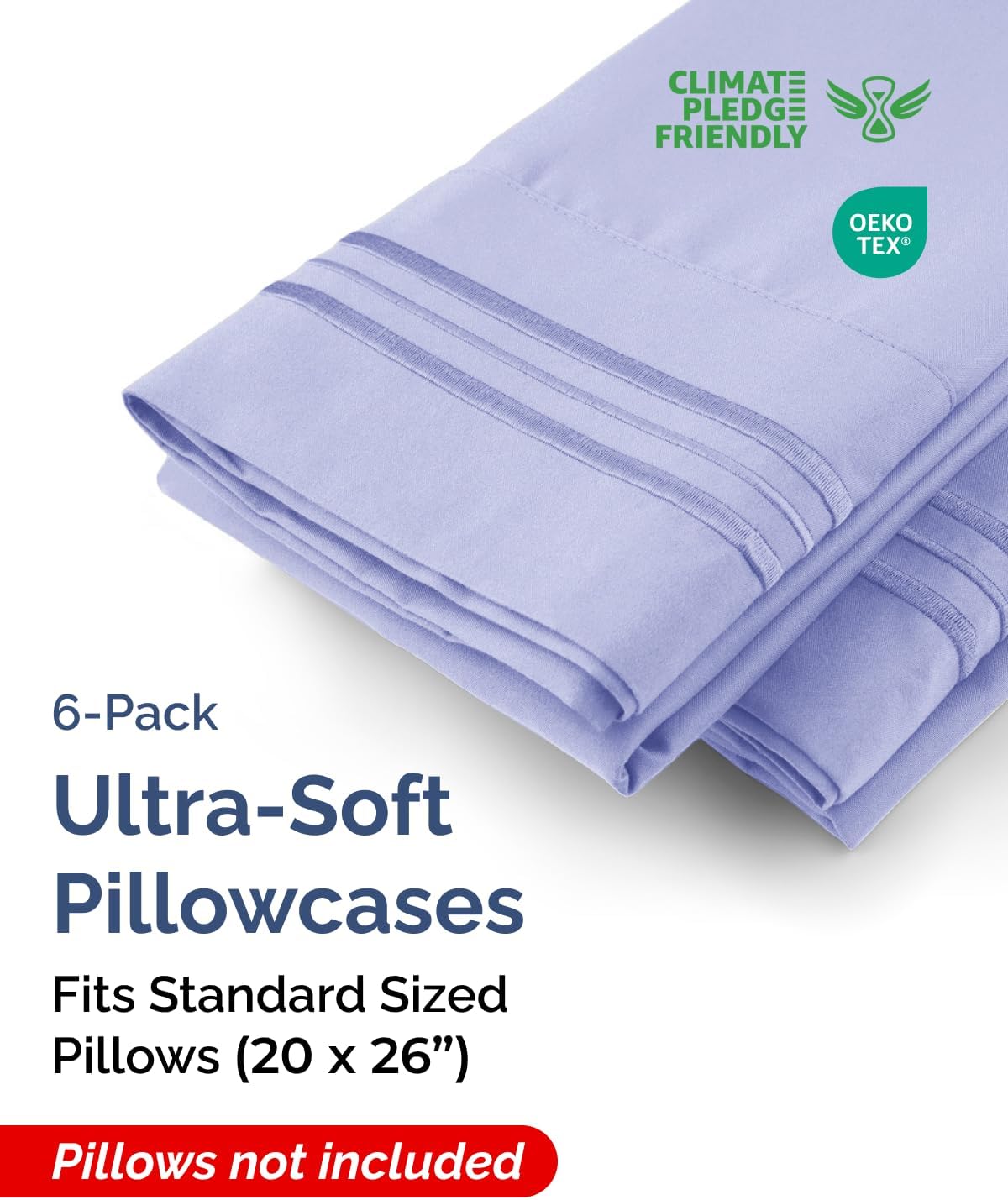 Standard Pillow Cases Set of 6 - Ultra Soft Hotel Quality Pillowcase Covers - Comfy, Cozy & Wrinkle Free - Shrink, Stain & Fade Resistant…
