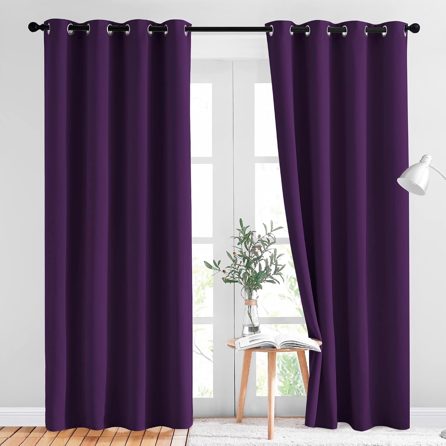Nicetown Blackout Curtains Drapery Panels - Window Treatment Royal Purple Blackout Curtains/Panels for Bedroom/Living Room Window, 84 inche…