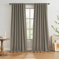 Keqiaosuocai Linen 100% Blackout Curtains 108 Inches Long for Living Room 2 Panels Back Tab Pocket Hook Belt Full Light Blocking Window Dra…