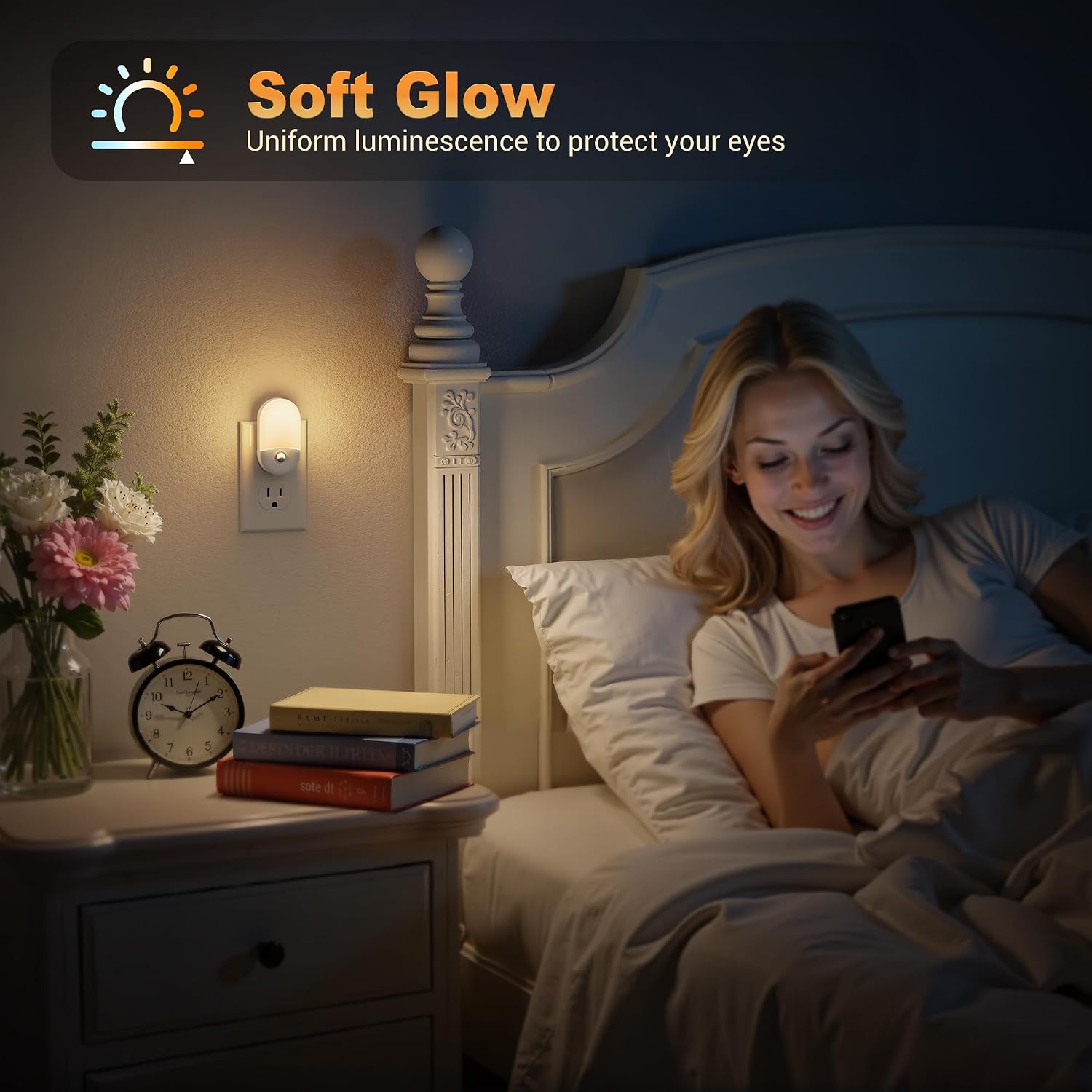 JandCase Motion Sensor Night Light, 2 Pack Motion Activated Night-Lights, 3000K Warm White LED Night Lights Plug into Wall, 30/60LM…