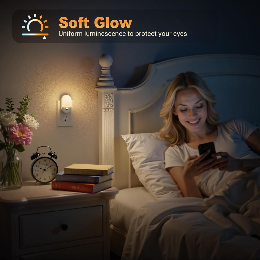 JandCase Motion Sensor Night Light, 4 Pack Motion Activated Night-lights, 3000K Warm White LED Night Lights Plug into Wall, 30/60LM…