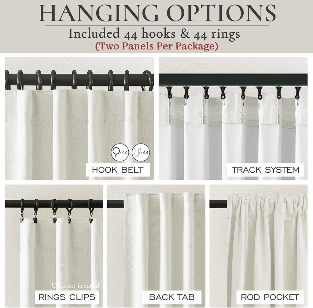 Qjmydeco Cute Blackout Curtains 60 Inches Extra Wide Linen 92 Inch Length for Living Room/Sliding Glass Door, Pleated Heavy Duty Thermal Dra…
